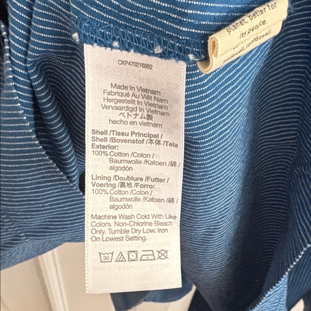 Madewell Button Front tiered Blue and White striped Midi Dress Women’s Size 8 - Picture 9 of 9